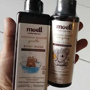 Moell Hair Care deals! - Hair Lotion 100gr & Shampoo 185gr - Menumbuhkan & Melebatkan Rambut Bayi & Anak - Panax Ginseng,Kemiri, Biotin - Skincare Bayi Formulasi Dokter- Perawatan Rambut Bayi dan Anak