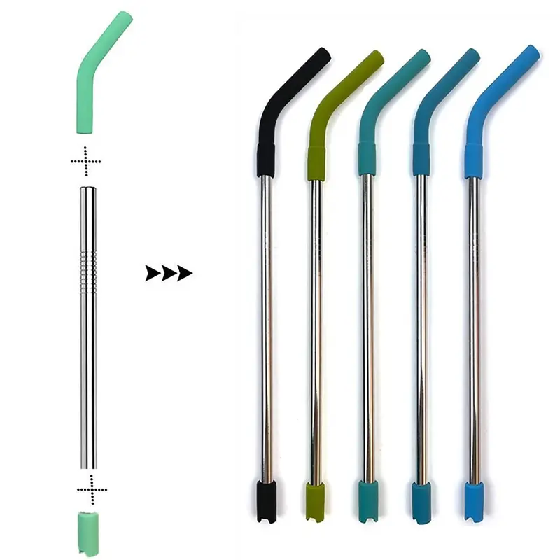 Ống hút Uống Nước Cầm Tay với đầu silicon, Ống hút thẳng và cong bằng thép không gỉ, Chịu Nhiệt Độ Cao, Thích hợp cho chai Stanley, Đồ dùng chai, Cốc Uống Nước 3