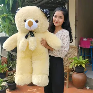 Boneka Teddy Bear Syal Topi XXL Hadiah Kado washable ungumang memperkuat koordinasi motorik abu-abu