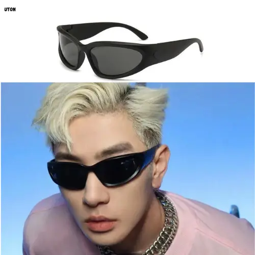Original Y2k Photocromic Bluecromic Kacamata Gorfcore Hitam Gaya Funk Muse Glasess Wanita/Pria Vintage Untuk Unisex Sunglasses Plastik Eyewear 5