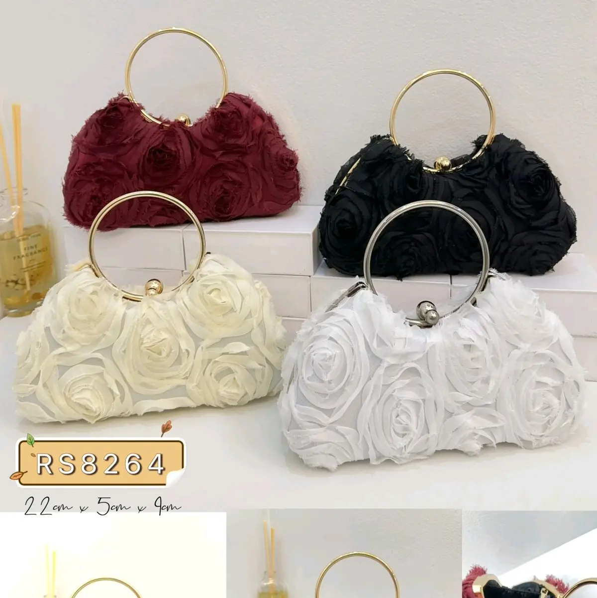 Tas pesta import RS 8264 ,tas flower ,tas wanita ,clutch pesta ,tas kondangan