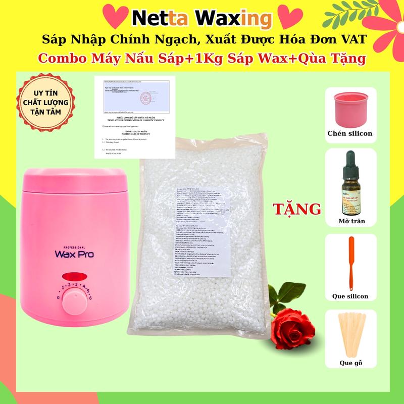 TẶNG QUÀ Combo 1Kg Sáp Dừa Wax Lông kèm Nồi Máy Nấu Sáp Chống Dính Wax Lông Toàn Thân Body Tại Nhà Spa