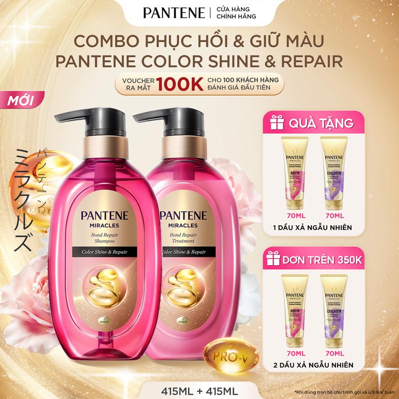 [AFF] Combo Dầu Gội + Xả Phục Hồi Cho Tóc Nhuộm PANTENE Color Shine & Repair 415ML