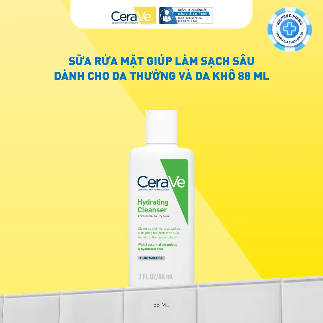 Sữa Rửa Mặt CeraVe Hydrating Cleanser Giúp Làm Sạch Và Cấp Ẩm Dành Cho Da Thường Và Da Khô 88ml