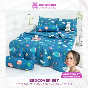 RATU x HELLOOANARD Set Bedcover Sprei Sarguntal Bahan Microtex Set Seprei Selimut (2XX) [12]