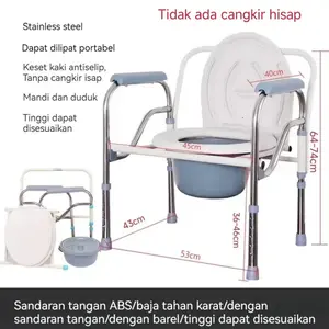 Kursi Bab Manula Dengan Toilet Lipat Commode Chair Standart Untuk Lansia