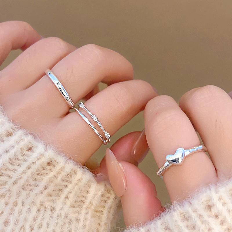 Nhẫn Mở Đôi Zircon, Thời Trang Phong Cách Hàn Quốc Của Tình Yêu, Dành Cho Phụ Nữ Và Học Sinh, Thiết Kế Tinh Tế Thích Hợp Làm Quà Tặng Sinh Nhật, Ins Exquisite 1