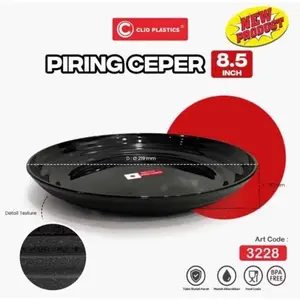 3-6pcs Piring Ceper Hitam Japan Clio Piring Ramen Ceper Plastik Piring 8,5 Inch Clioplast Kitchenware