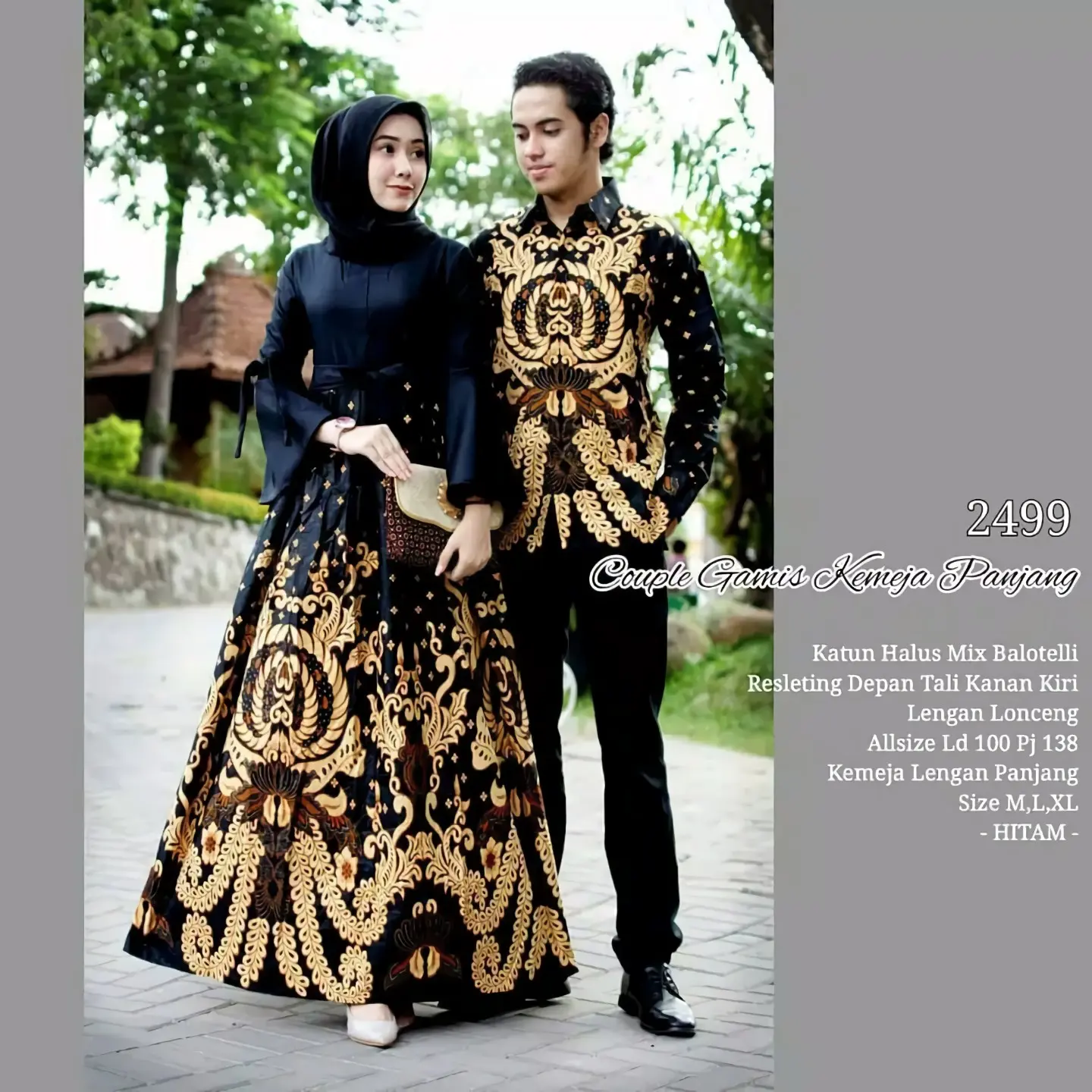 COUPLE GAMIS ALL SIZE KEMEJA PANJANG MOTIF GURITA BALOTELLI WARNA HITAM