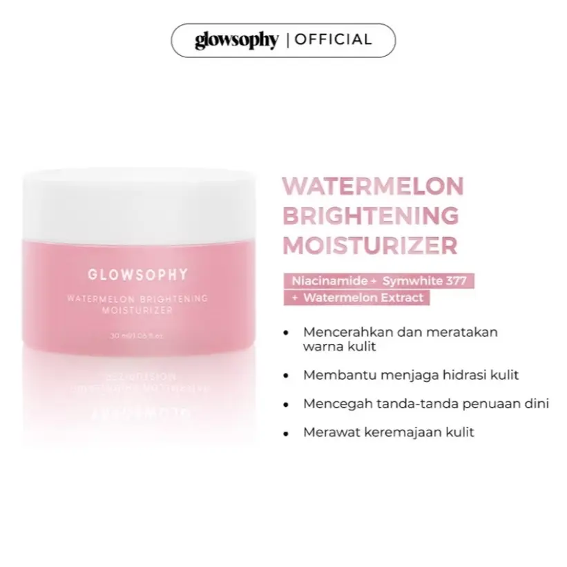￼Glowsophy Watermelon Brightening Moisturizer Skin Barrier Niacinamide Gel Day and Night Skincare 30 ml
