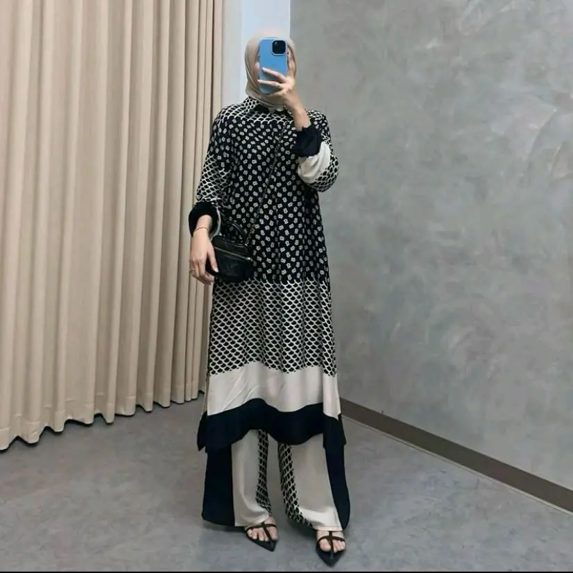 Raya Setelan Tunik Bahan Rayon Diamond Ld 120 cm / Setelan Tunik Edisi Lebaran Terbaru / Dress Katun Muslim Cantik Nyaman / Setelan Wanita Kekinian Korean Style