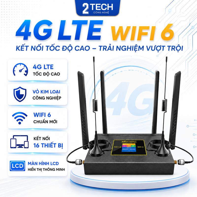 R611V Ultra Bộ Phát Wifi 6 Sim Data 4G Công Nghiệp, Vỏ Kim Loại, Bảo Hành 12…