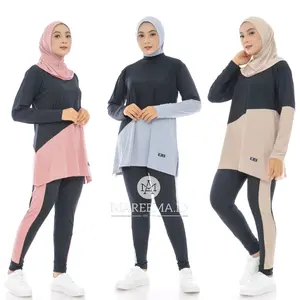Setelan Olahraga Perempuan Muslim Terbaru baju dan celana Joging Badminton Sepedahan Senam Lari Zumba Baju Celana Panjang Baju