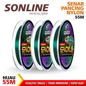 SONLINE - Tali Pancing 55m Senar Spackle 3 Warna Bahan Nilon Ikan Laut Olahraga