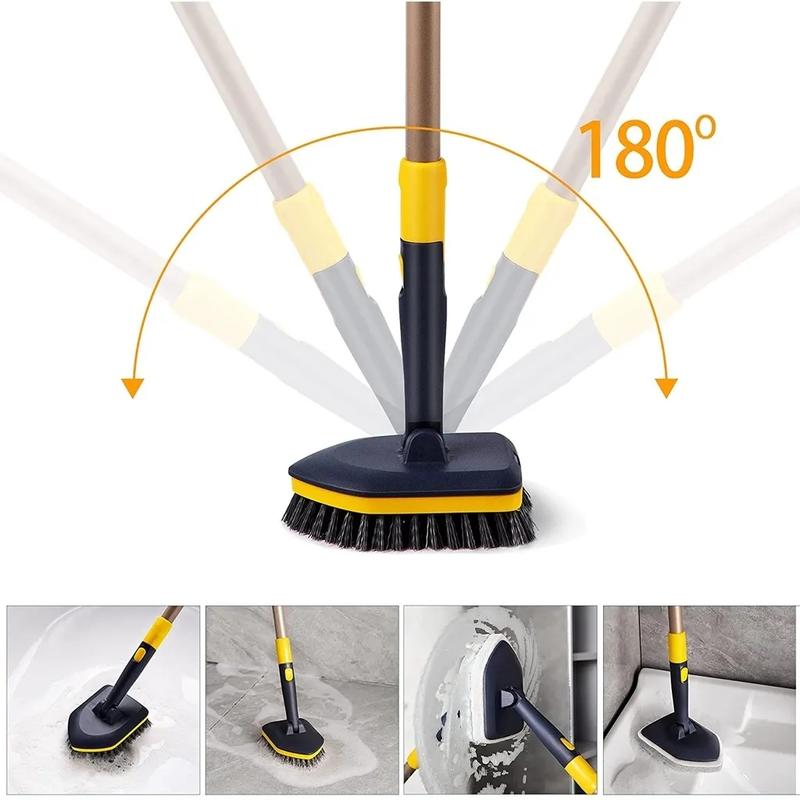 Product Introduction of BOOMJOY Hadiah ramadan Sikat Pembersih Ubin/lantai Bak Mandi BOOMJOY Baru 2 in 1 sekaligus dengan Tiang Telekskopik yang Dapat Disesuaikan 58,2 cm, Sikat Keras, dan Bantalan Penyikat Clean 7