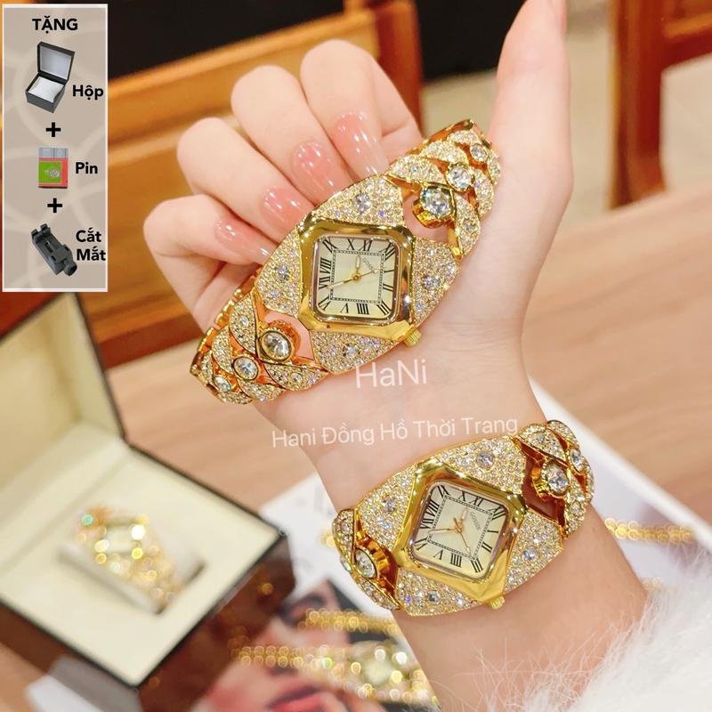 MUA 1 TẶNG 3 Đồng Hồ Nữ Gossie Lắc Hoàng Kim Full Đá Bắt Sáng Sang Trọng- Đẳng Cấp- 2 Màu Lựa Chọn