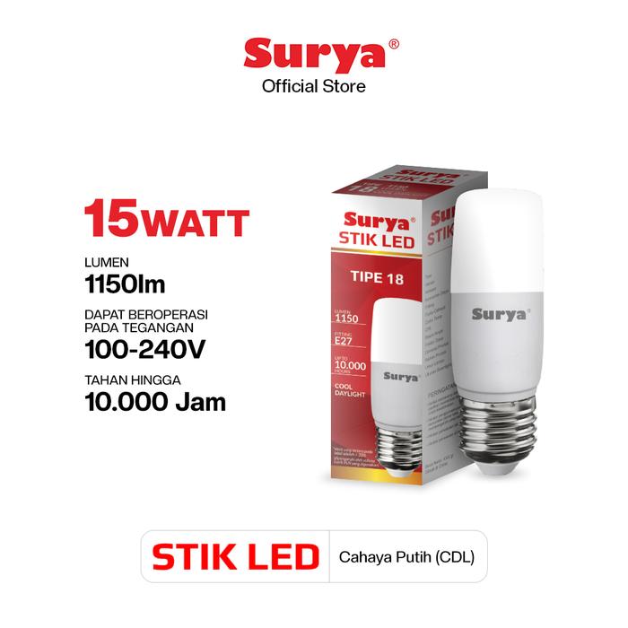 Gambar Surya Lampu Bohlam LED Stik Tipe18 15 Watt Cahaya Putih dari Surya Lighting Shop Kab. Tangerang Tokopedia