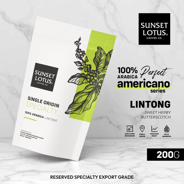 Gambar Sunset Lotus Perfect Americano Series - Specialty Arabika Lintong - 200g / Light, Biji Kopi dari Sunset Lotus Coffee Co. Kota Medan Tokopedia
