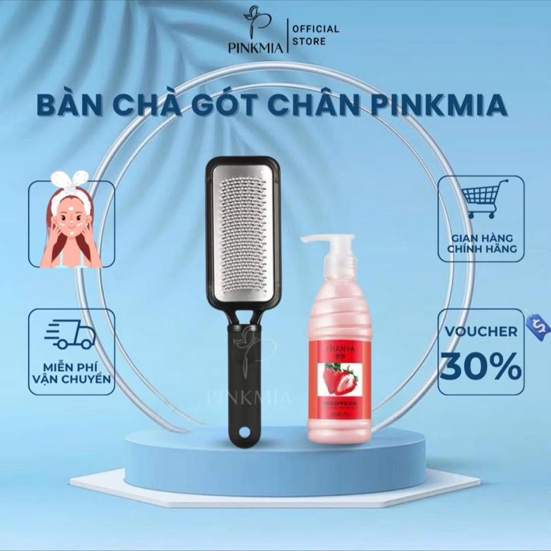  Bàn chà gót chân Pinkmia Inox 304,Combo Cây Chà Gót Chân + Kem làm mềm gót dùng trong Spa 