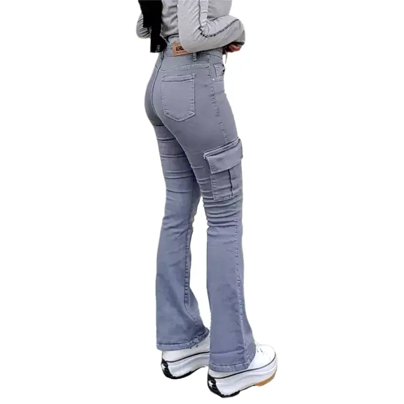 Hw Cutbray Cargo Jeans Wanita - Celana Jeans Wanita - Kargo Cutbray Jeans Highwaist Wanita Stretch Melar 0