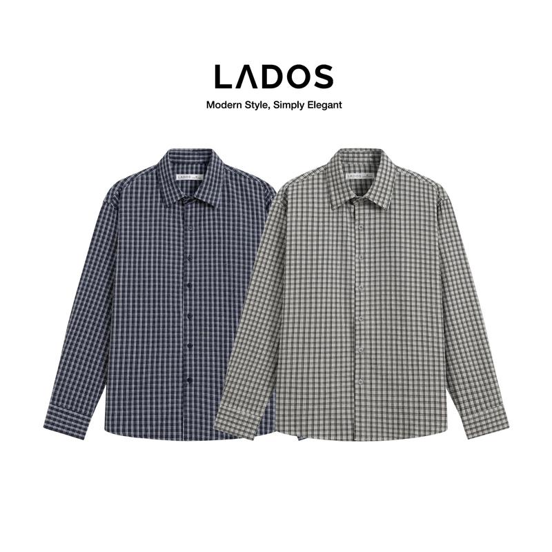  Áo sơ mi nam tay dài kẻ Caro Premium LADOS - 8183 - chất linen cotton mềm mát form rộng khoác ngoài trẻ trung năng động 