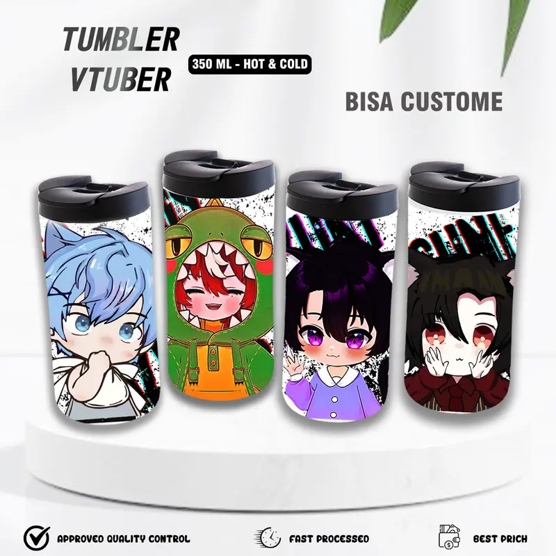 RP - PROMO 2 - TERMOS - BOTOL MINUM GELAS CUP TUMBLER TERMOS TEMPAT MINUM ANAK VTUBER SOL4CE HARRIS CAINE ARION MIK 0