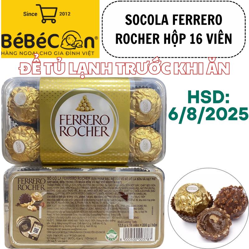 HỘP 16 VIÊN Socola Ferrero Rocher Snack Thức Ăn Food Ăn Vặt Sô Cô La Chocolate Snack Thức Ăn BÉ BÉ CON