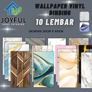 PAKET 10 LEMBAR!! WALLPAPER DINDING VINYL MARBLE GLOSSY / STICKER MARMER PVC 30X60CM • High Quality