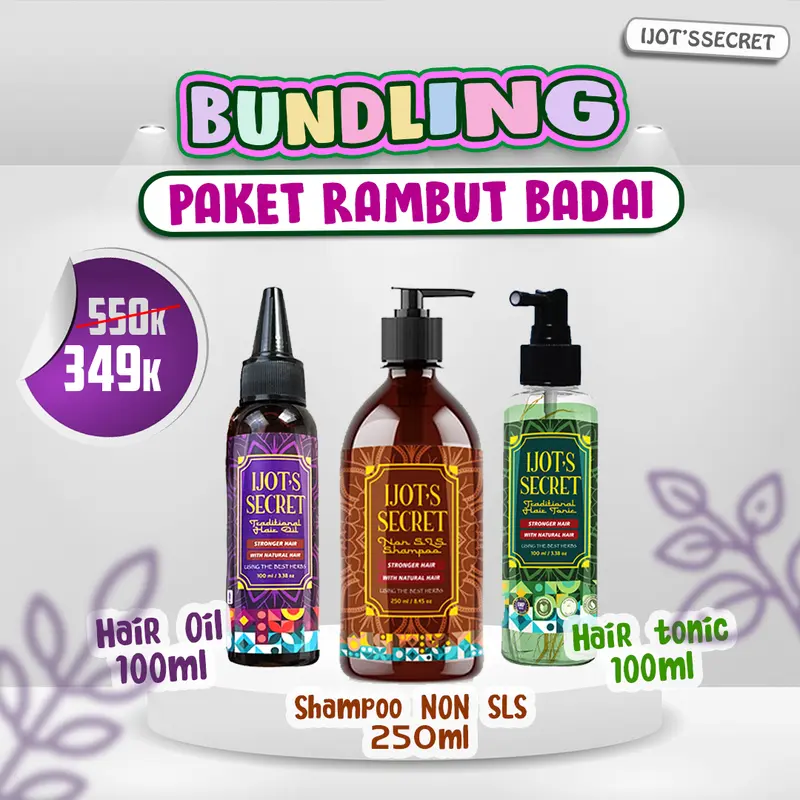 Bundling Rambut Badai Ijot's Secret isi Shampoo NON SLS, Hair Oil, Hair Tonic 0