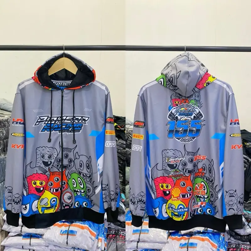 jaket racing/jaket racing hell/jaket racing start/jaket racing sunmoori/jaket racing doodle original PIONERR RACING motif terbaru full printing unisex pria&wanita size L XL XXL Motor Distro