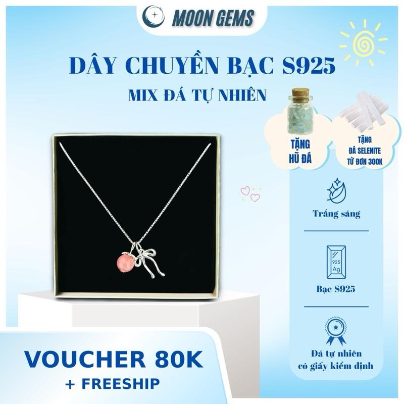 Dây Chuyền Nữ Bạc S925 Hạt Đá Năng Lượng mix Charm Bạc dễ thương