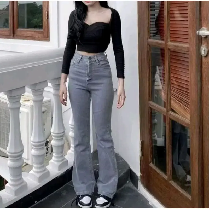 Highwaist Jeans Cutbray Loose - Celana Cutbray Jeans Wanita Kekinian Panjang 6