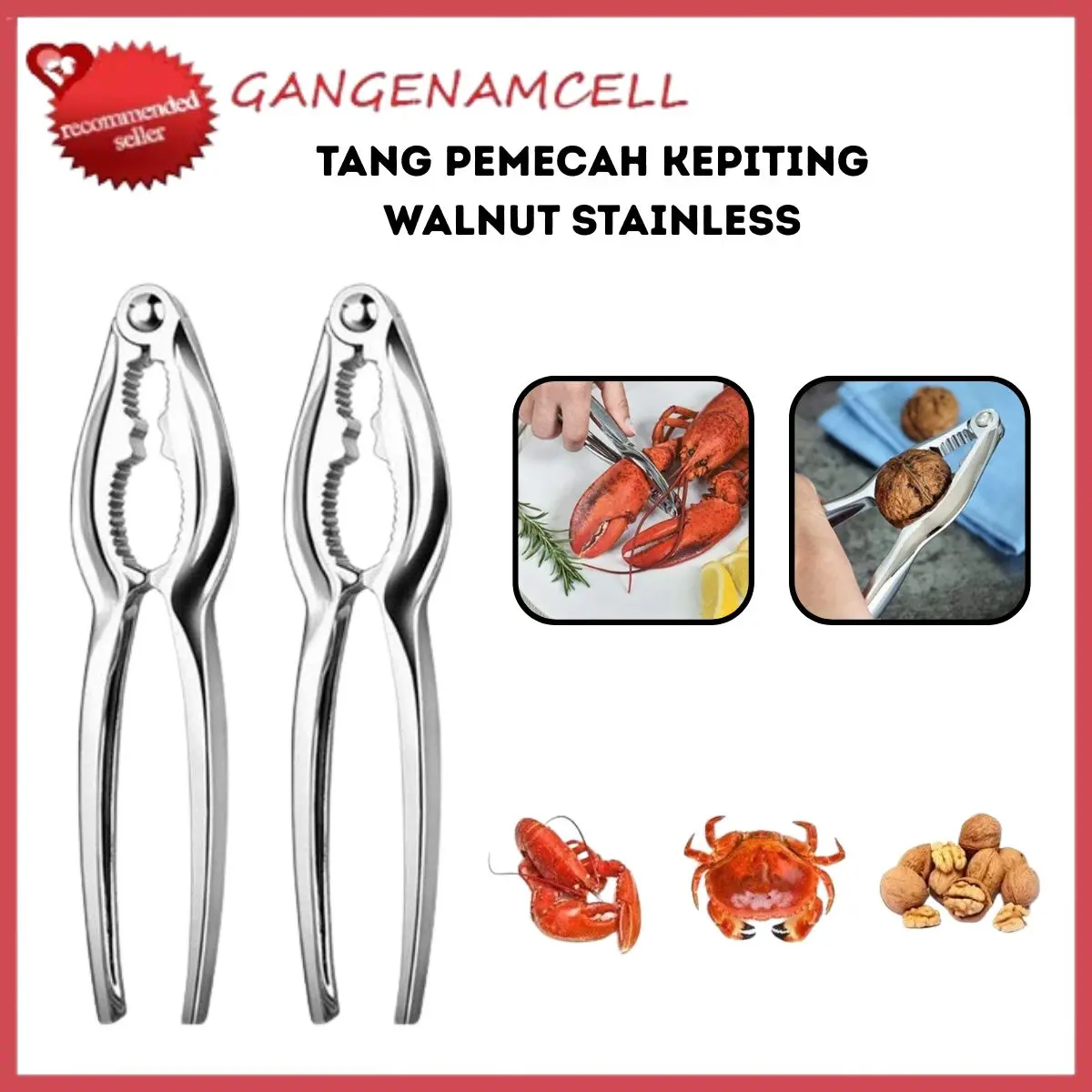 Tang Pemecah Kepiting Lobster Alat Penjepit Walnut Kacang Stainless