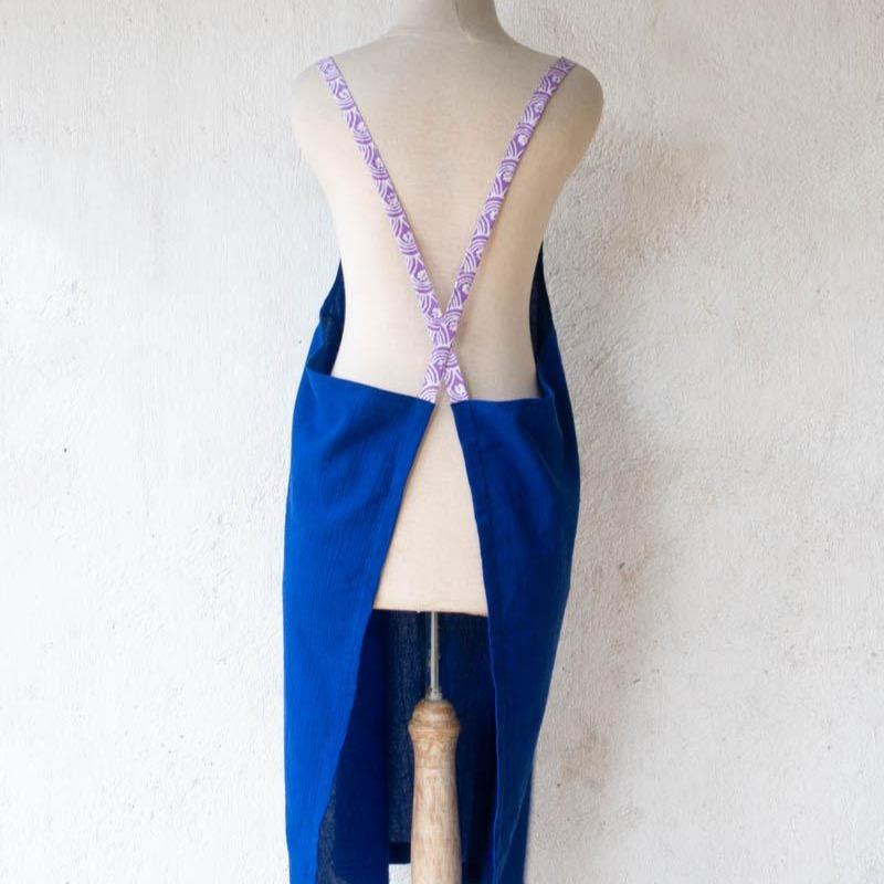 Linen apron masak (Blue) ikushima store 4