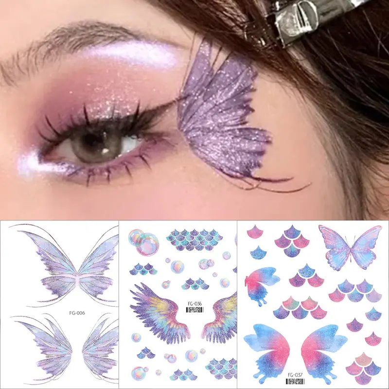 1lembar Tatto temporer Kupu kupu /Cewek Tahan Air Kupu-Kupu Bunga Dada  Bahu  Tubuh Seni Tato 1