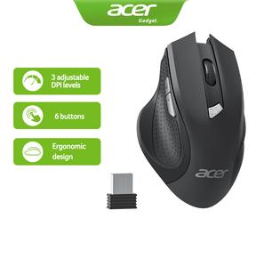 Acer Wireless Mouse, 6 Silent Buttons, 2.4G with USB Mini Receiver, 3 Level DPI Setting 1600DPI,Ambidextrous Applies to PC / Mac /Linux