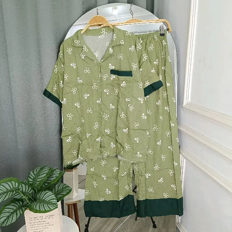 PIYAMA DANIA PDPJ JUMBO/ PIYAMA KOREA KERAH SAKU/ BAJU TIDUR WANITA KEKINIAN/ SETELAN PIYAMA WANITA LENGAN PENDEK CELANA PANJANG/ BAJU TIDUR FULL KANCING/ PAJAMAS RAYON BUSUI JUMBO MOTIF KARTUN KARAKTER Atasan 2