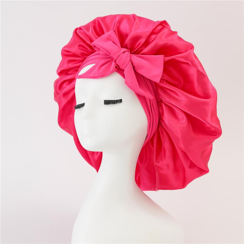Product Introduction of 1 PC Satin Bonnet Silk Bonnet for Sleeping Women Hair Bonnet Night Sleep Cap Scarf wrap for Curly Hair with Tie Band 9