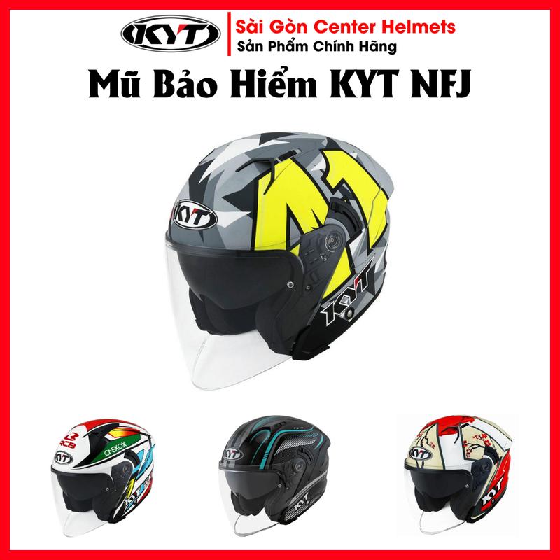NEW THANH LÝ Mũ Bảo Hiểm 3 4 KYT NFJ Chính Hãng Bảo Hành 2 Năm Tặng Khăn Trùm Đầu Túi Chống Trầy KYT Tem KYT