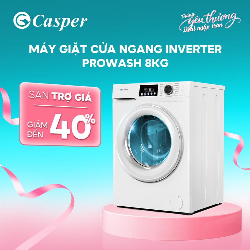 Máy giặt cửa ngang Casper ProWash 8KG WF-DE8VW2 - Giặt sạch sâu, Giặt hơi nước