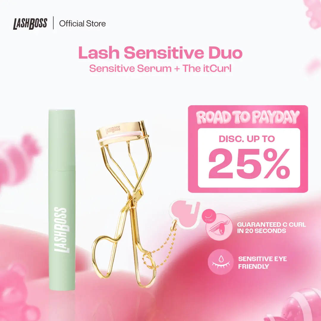 [BUNDLE SPECIAL] LashBoss Lash and Brow Serum for Sensitive Eyes (Gel-Based)&LashBoss itCurl Eyelash Curler/Penjepit Bulu Mata | Alat Make Up | Beauty Tools | Pelentik Bulu Mata