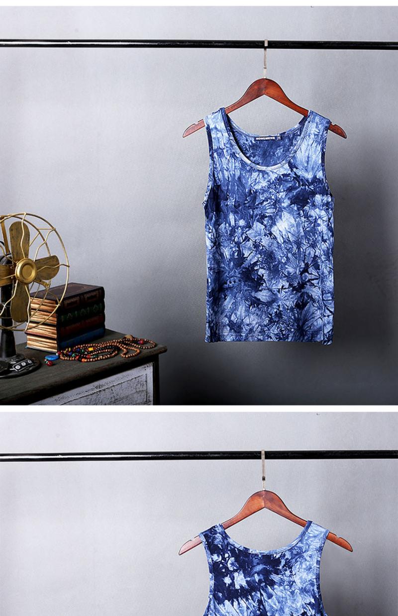 Product Introduction of 2024 summer men's casual thin vest youth round neck sleeveless ink mercerized cotton sweat absorbing base shirt men Menswear Tops Human Crewneck 3