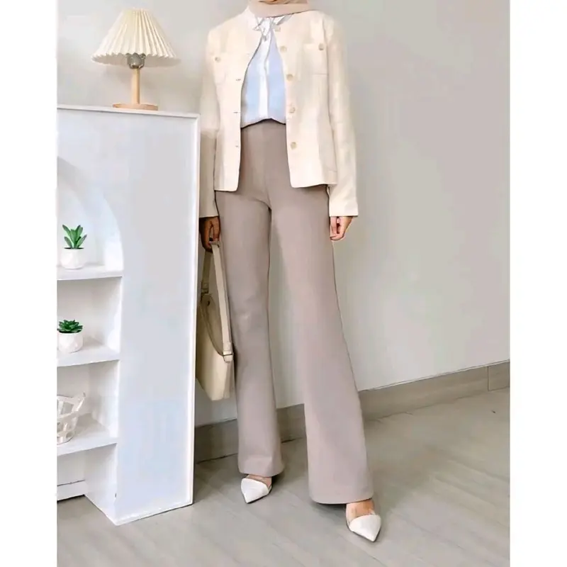 Flare pants - Celana cutbray scuba premium , celana cutbray scuba terbaru , celana highwaist kekinian Casual 1