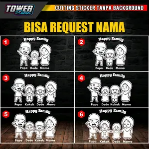 Sticker cutting Happy family stiker muslim family kaca mobil visor motor