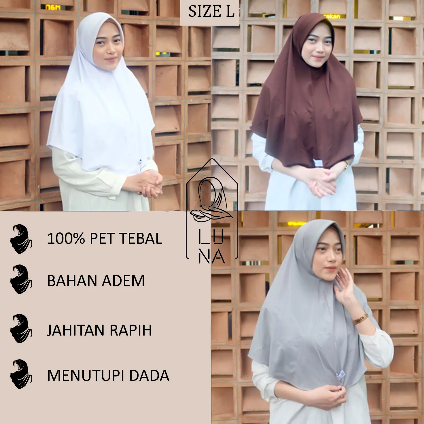 LUNA HIJAB - BERGO SPORT PET TEBAL SIZE L (MENUTUPI DADA)