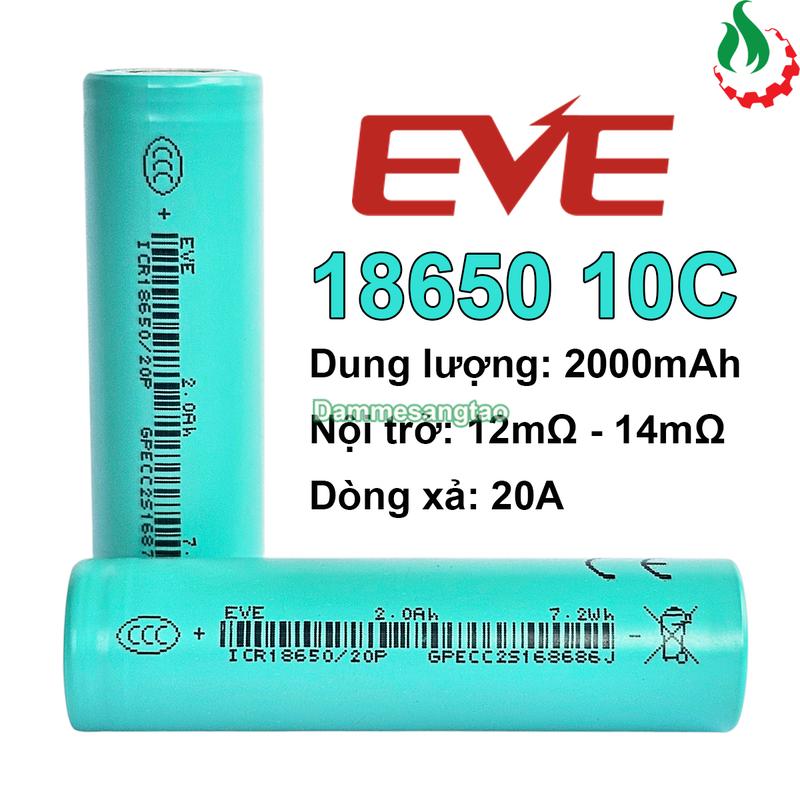  Cell pin 18650 EVE 20P Li-ion 3.7V 2000mah 10C - Xả 20A  Có chữ EVE  