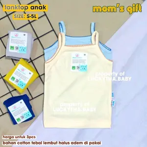 12pcs , 3pcs , 6pcs  Tengtop anak MOMGIFT/ Singlet anak warna warni / Singlet anak tali kecil / Tengtop Mom gift