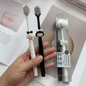SET 2 PCS Sikat Gigi Lembut Halus Estetik Hitam Putih Boneka Toothbrush Ultra Soft