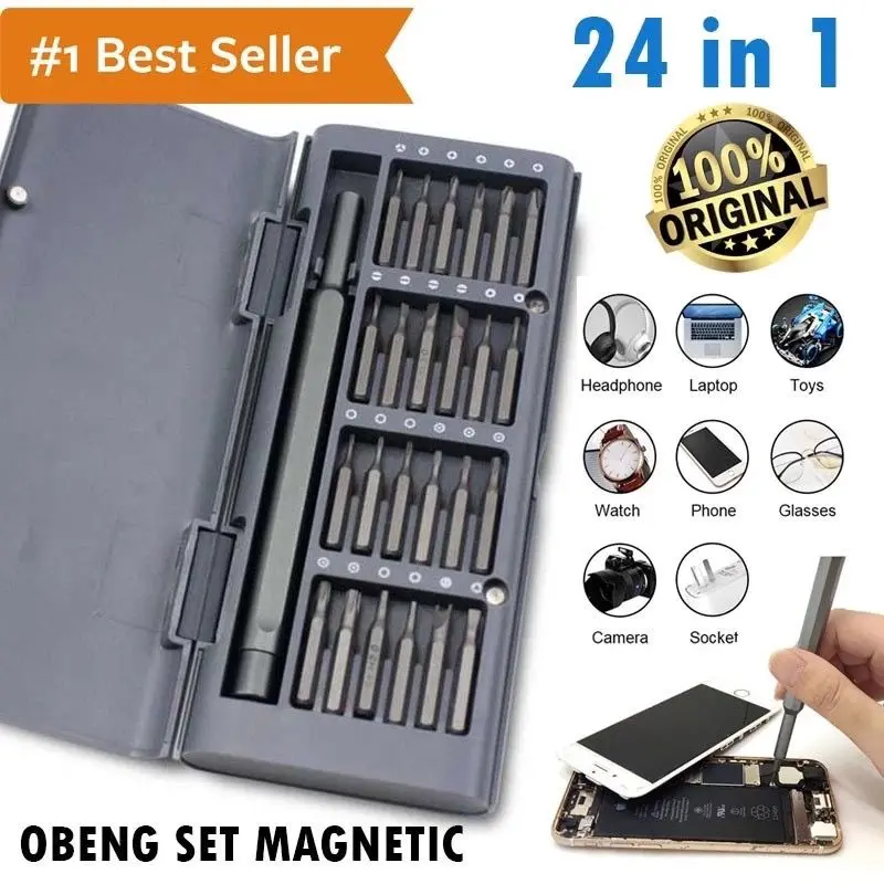 Obeng Set Magnet Box Premium 24in1 Multifungsi Screwdriver