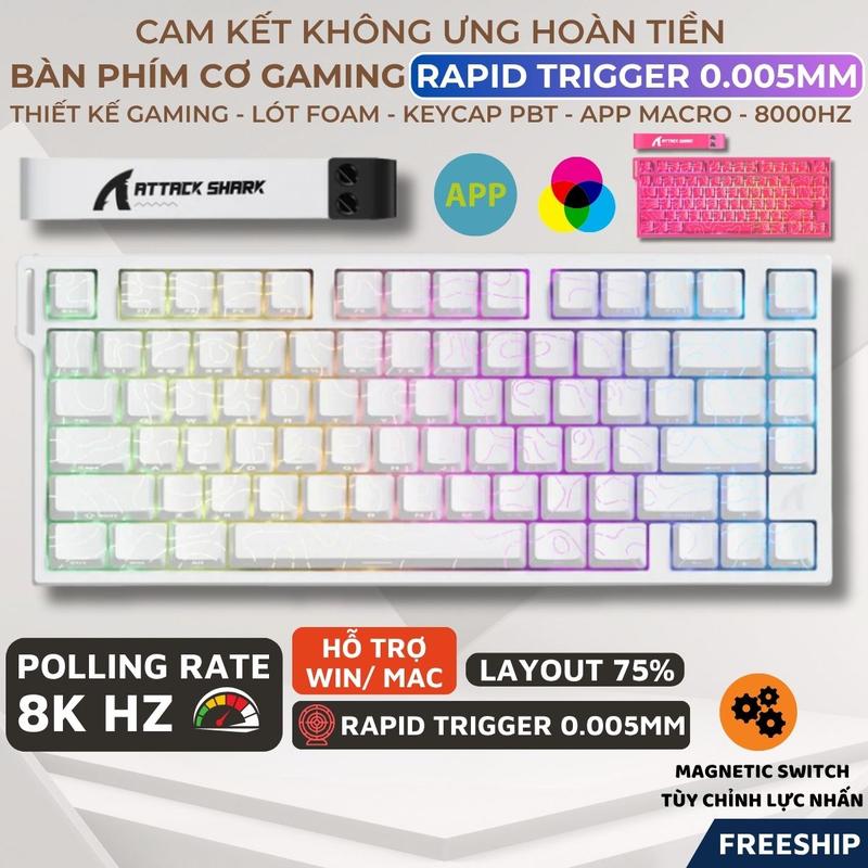 Bàn Phím Cơ Gaming Attack Shark R82HE Magnetic Switch Rapid Trigger 0.005mm Polling Rate 8000Hz